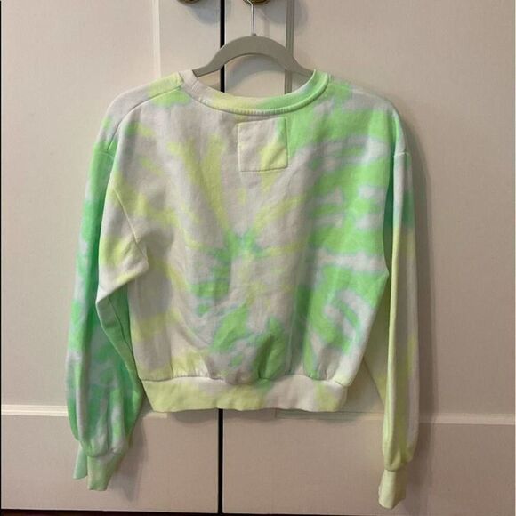 C'est Toi Green and White Tie Dye Cropped Sweatshirt NWT L - Picture 2 of 6